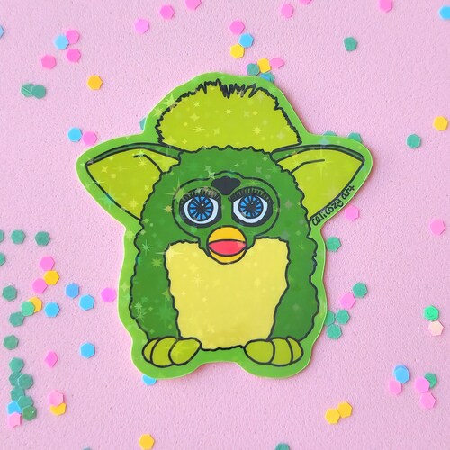 Pegatina Furby de rana verde