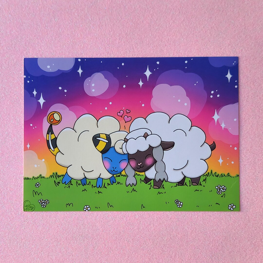 Mareep and Wooloo in Love Art Print - Etsy