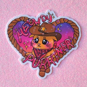 Meowdy Purrtner Cowboy Kitty Cat Sticker