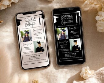 Invito e invito stampabili per la doppia laurea / Annuncio di invito con download immediato, modello modificabile per la doppia laurea, classe del 2025