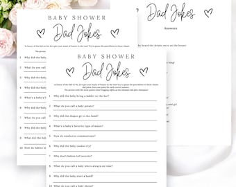 Printable Funny Dad Joke Baby Shower Games – 2 Games + Answers, Instant Download Editable , Gender Neutral Baby Shower Games | Trivia Games