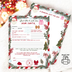 Letter to Santa Kit - Weihnachtswunschliste druckbar, Weihnachtswunschliste Buchstaben, niedlicher Weihnachtsbrief, einfach zu drucken, zum sofortigen Download