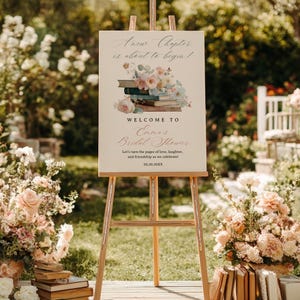 Printable Romantic Her Next Chapter Bridal Shower Welcome Sign | Editable Storybook Book Theme Wedding Shower Decor  18x24, 24x36, DIY Decor