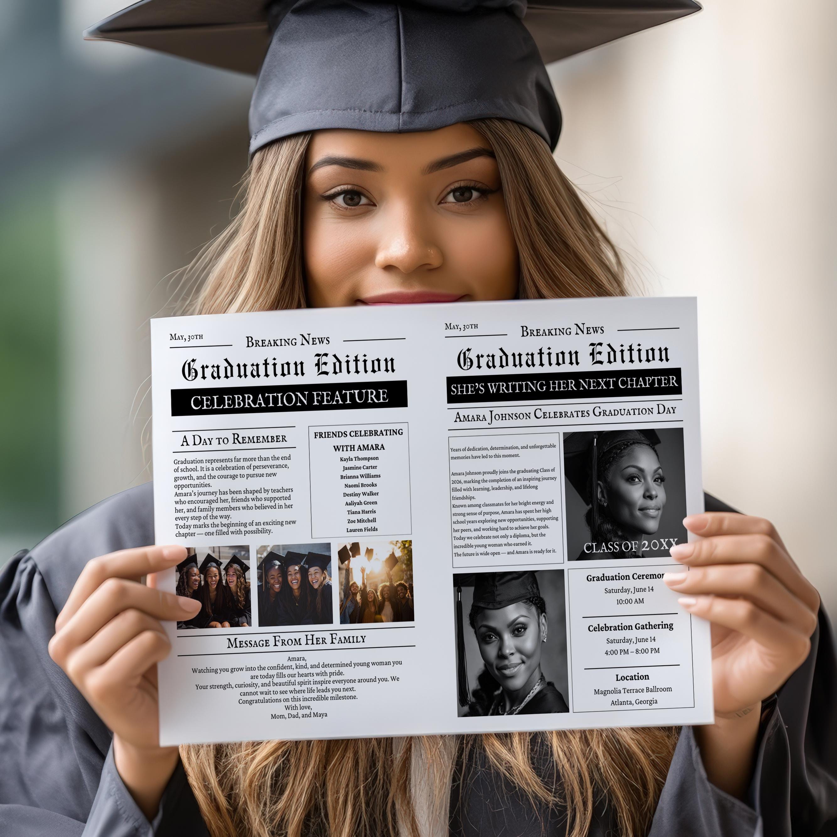 Graduation Newspaper Template Class of 2026, Photo Grad Party ...