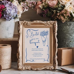 Editable Build Your Own Bouquet Flower Bar Sign Template, Printable Floral Bridal Shower & Baby Shower Bloom Bar Poster, DIY Wedding Station