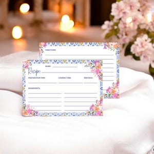 Cartão de receita de azulejo italiano para impressão – modelo de receita 5x3,5 – inspirado em Capri, modelo editável para casamento, brunch no jardim, flores silvestres #ciao