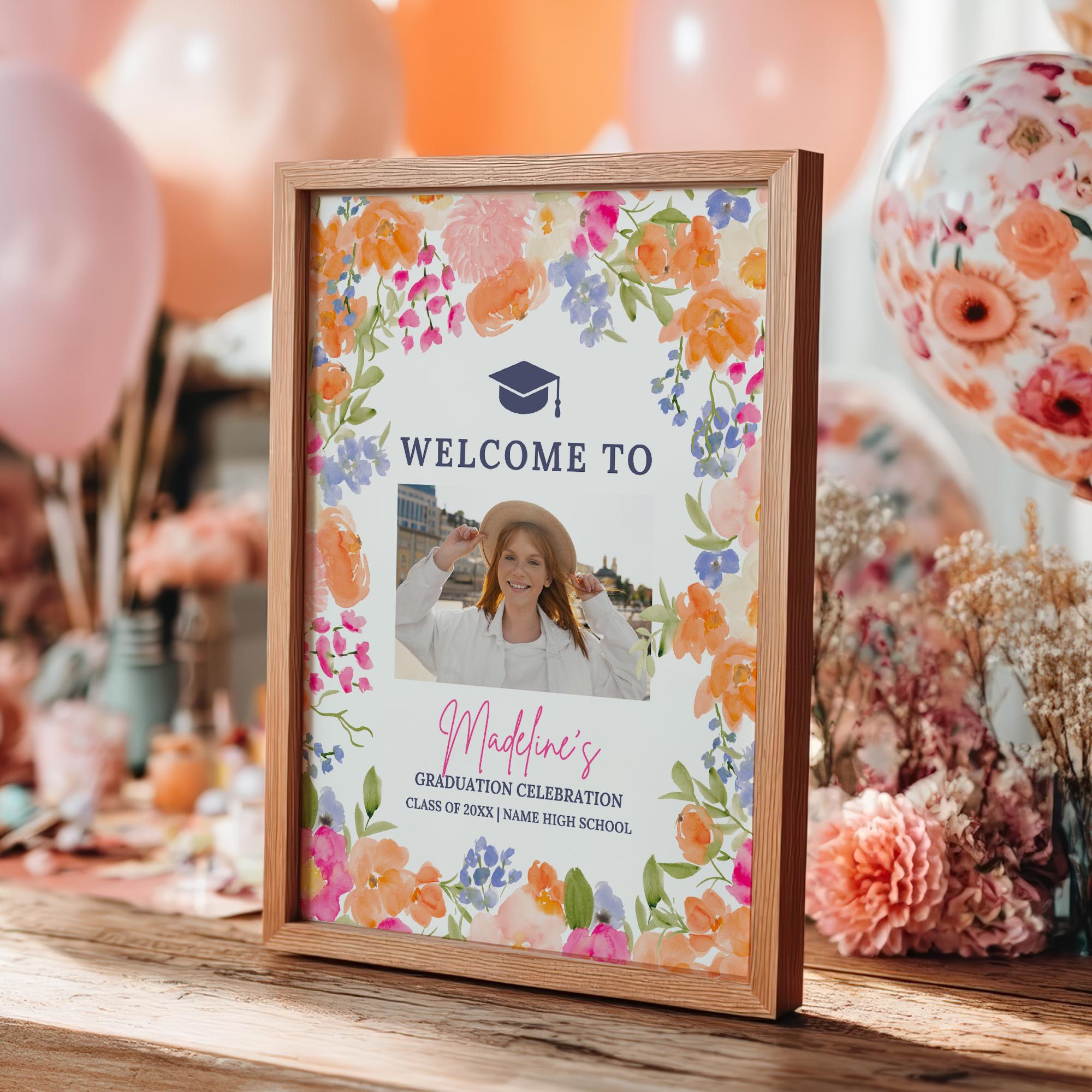2 Boho Wildflower Graduation Welcome Signs, 18x24, 24x36 Template ...