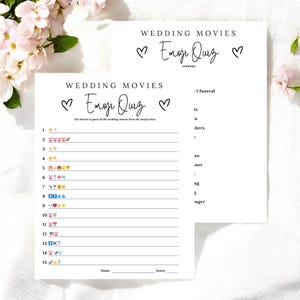 Fun Bridal Shower Wedding Movies Emoji Quiz Game ,Printable Digital Engagement Party Games, Fun Couples Shower Games, Wedding Shower Games