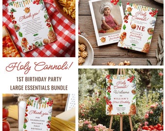 Printable Holy Cannoli Our Little Meatball One: 1st Birthday Invitation Party Bundle Italian Pasta