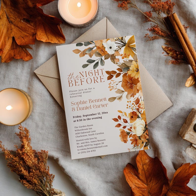 Rustic Fall Rehearsal Dinner Invitation & Digital Evite | the Night ...