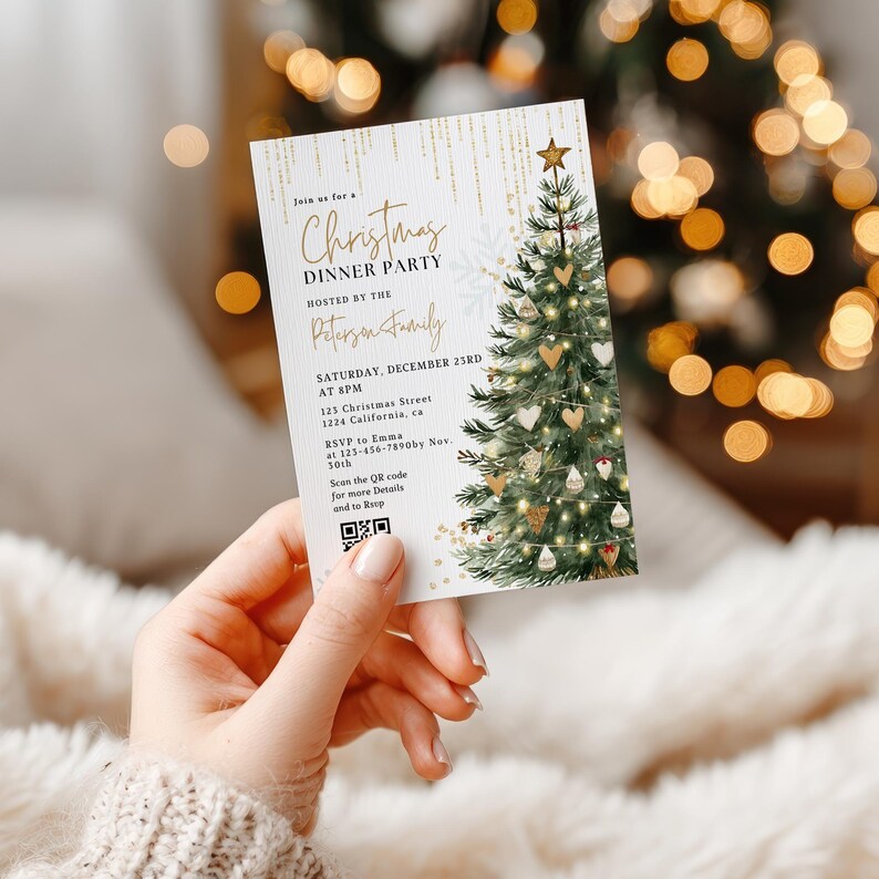 Printable Minimalist Scandi Christmas Tree Winter Holiday Invitation ...