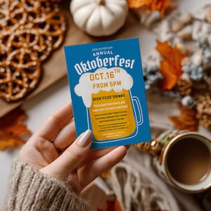 Printable Oktoberfest Bavarian Beer Festival Party Invitation & Evite, German Fun Octoberfest Pint Invite, boys night out template