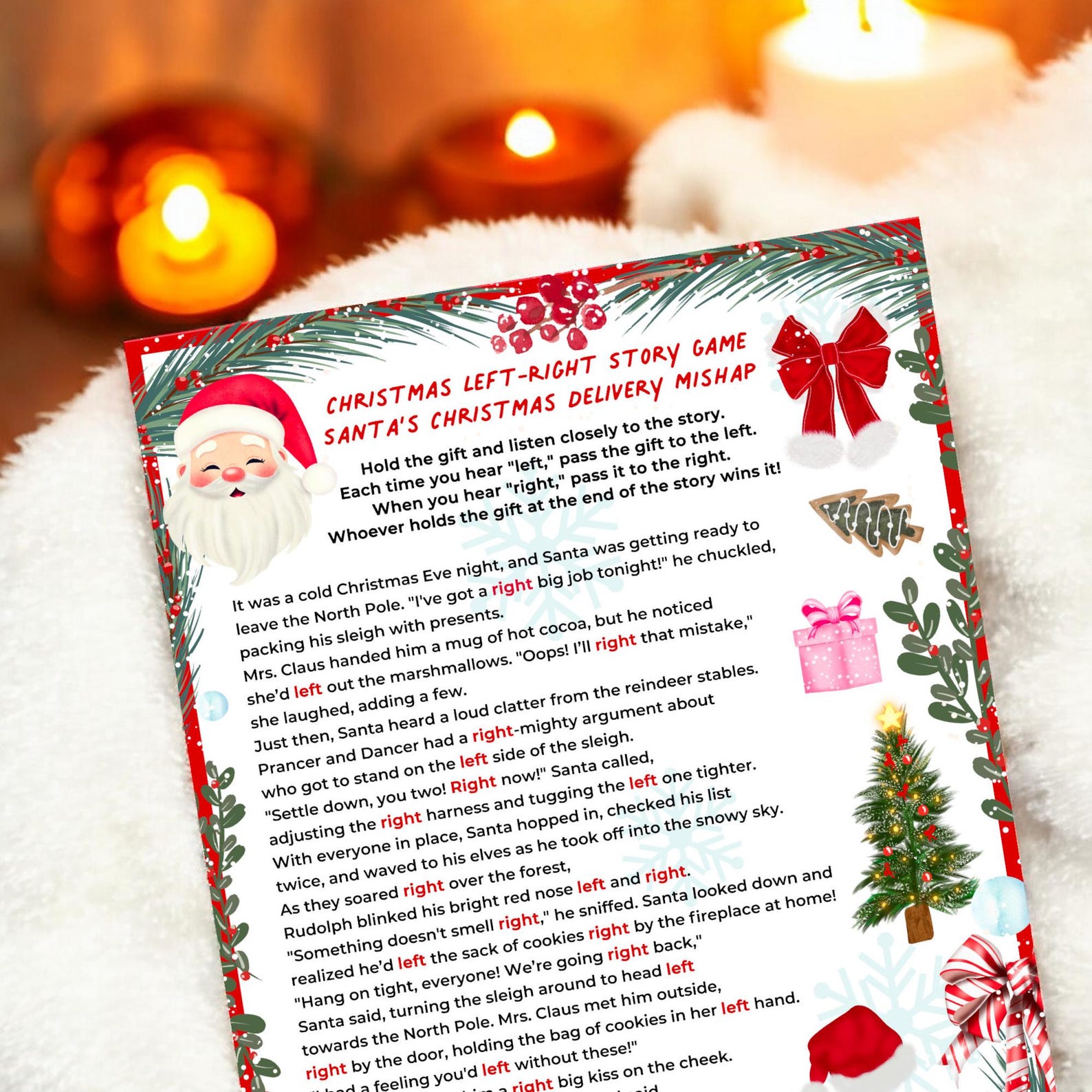Christmas Left Right Story Game Printable, Festive Christmas Gift Exchange Pdf,digital Download ...