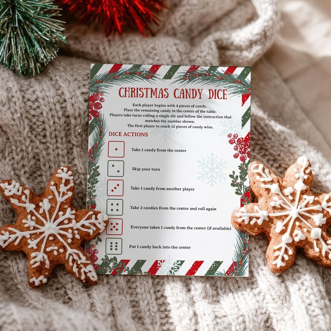 Printable Christmas Candy Dice Game: Holiday Party for Kids and ...