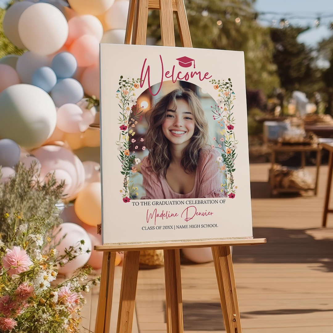 2 Printable Boho Wildflower Graduation Welcome Party Sign Template ...