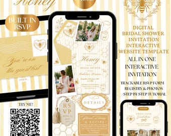 She Found Her Honey Bridal Shower Website Template, RSVP Trackable Digital All in One Invitation, Meant to Bee Garden Invitation Boho