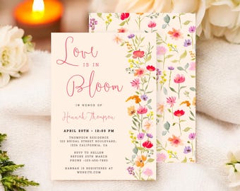 Printable Wildflower Love is in Bloom Bridal Shower Invitation: Boho Floral Template Garden Brunch