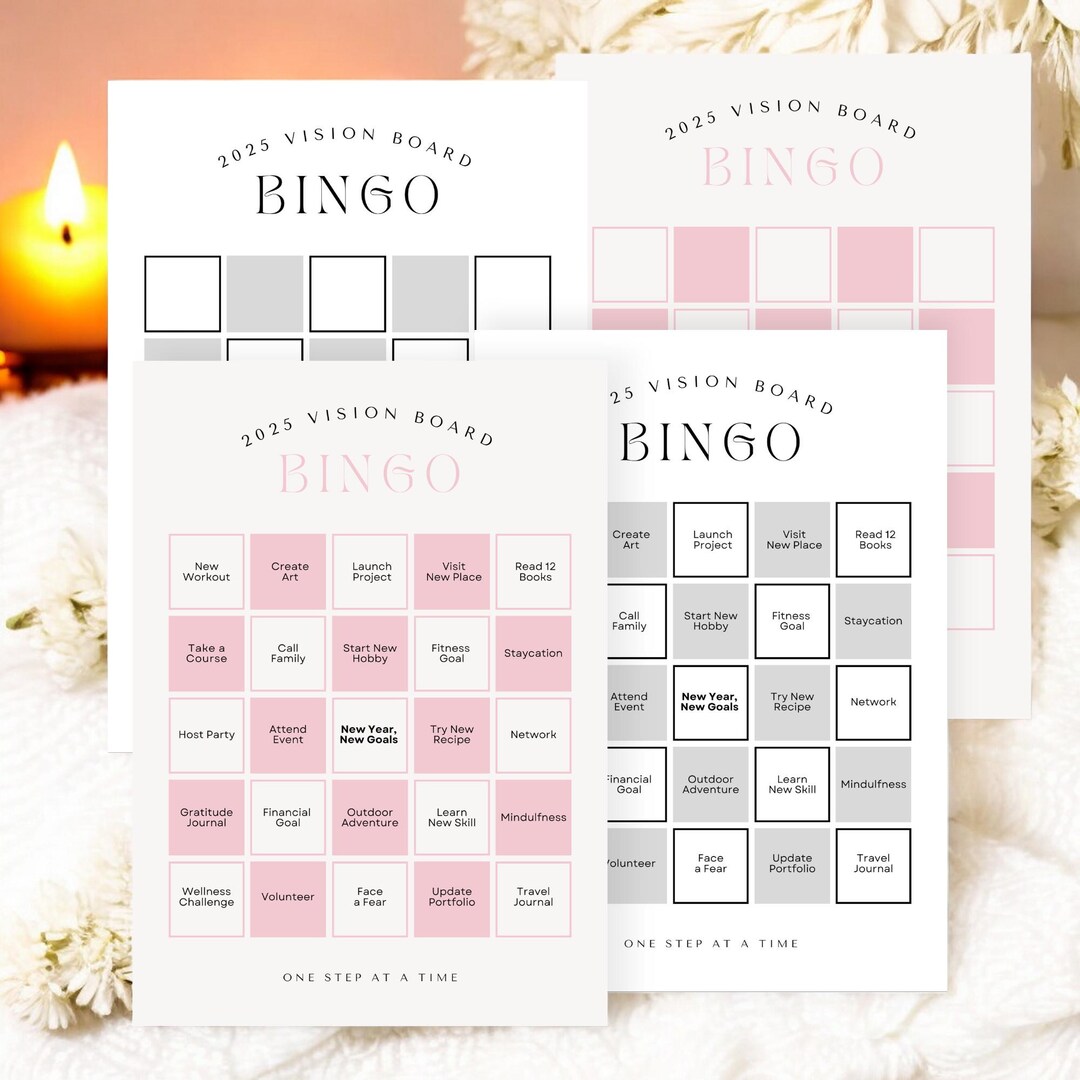 2025 Vision Board Bingo Printable Template – Editable 5x7 New Year Goal ...