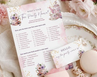 Printable What's Your Tea Party Name Game: Printable Activity for Kids and Adults Generator