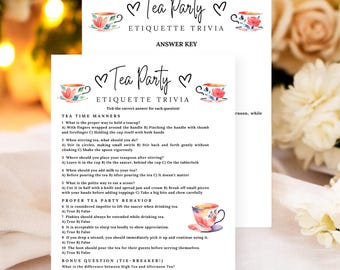 Tea Party Etiquette Trivia Game – Printable Bridal Shower Activity (Digital Download)