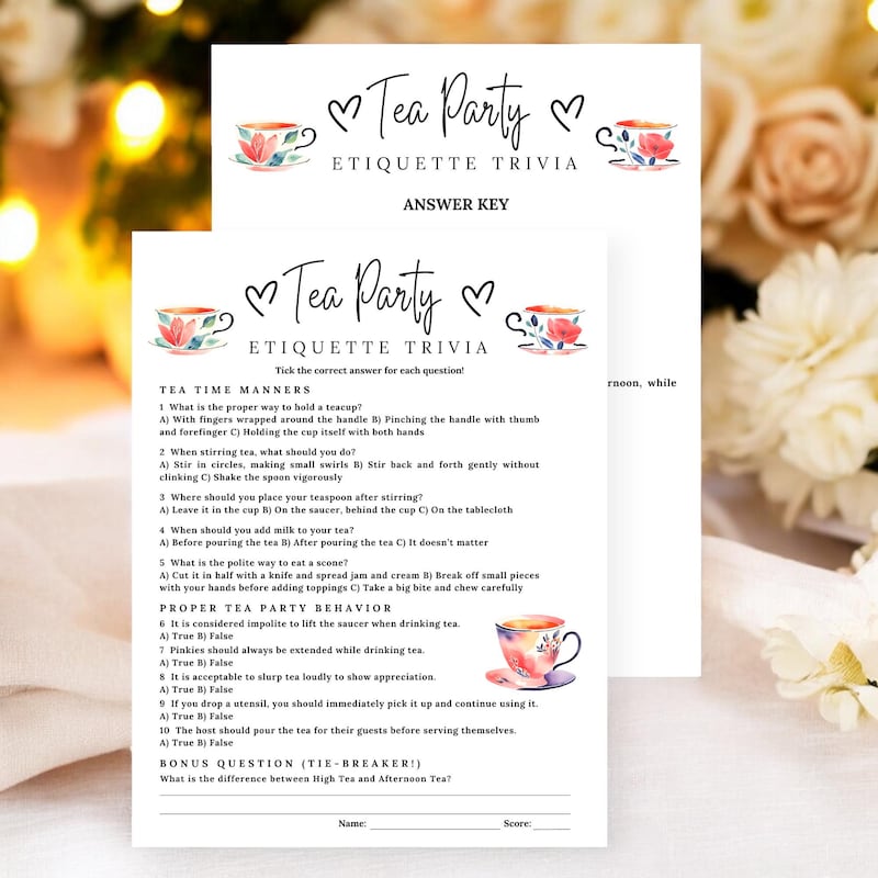 Tea Party Etiquette Game - Etsy