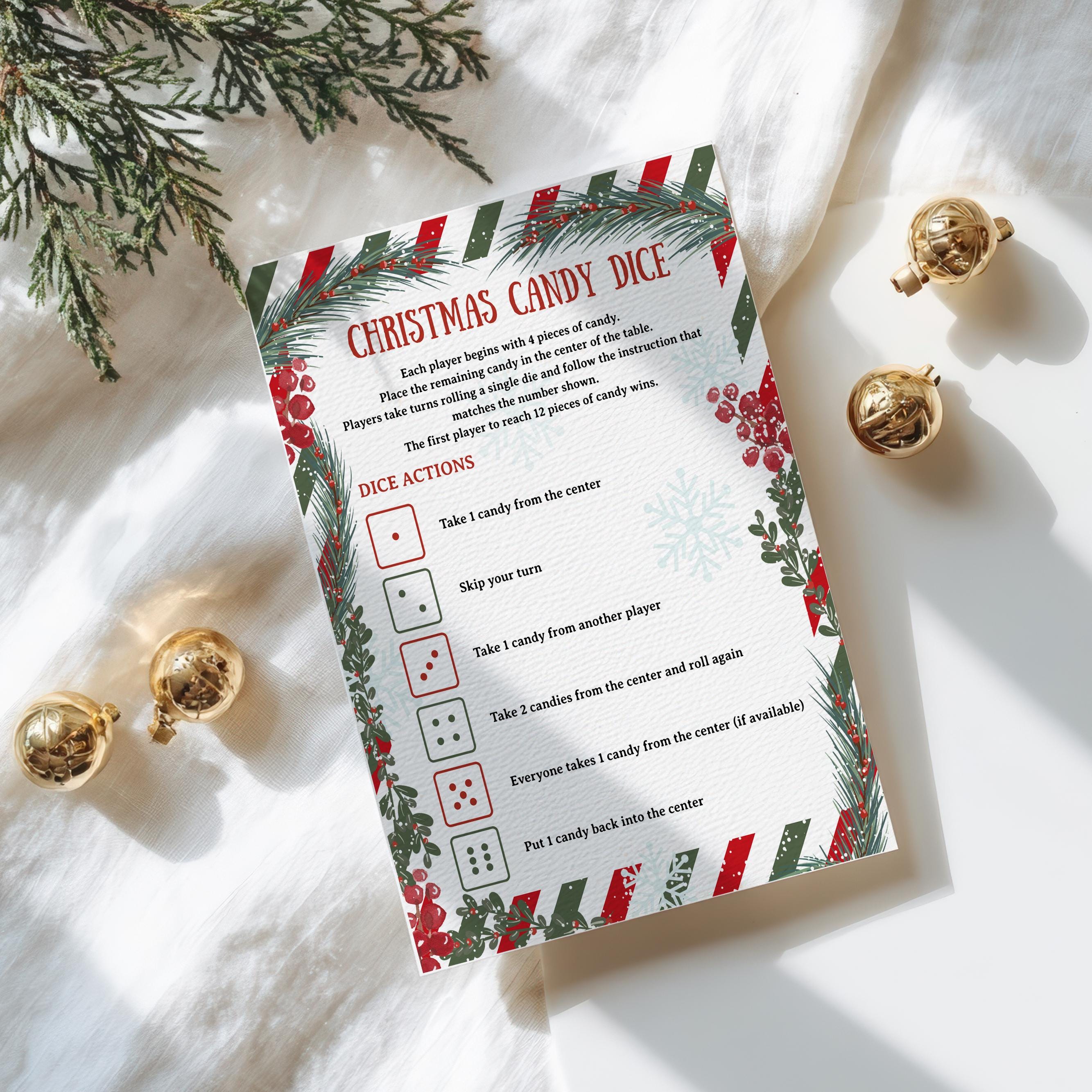 Printable Christmas Candy Dice Game: Holiday Party for Kids and ...