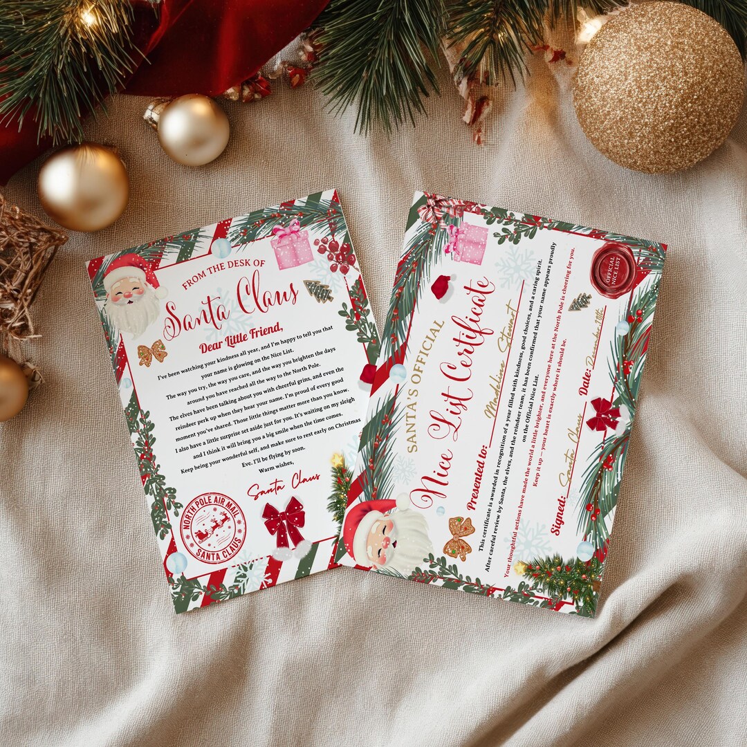Santa Letter & Nice List Certificate Printable: Editable North Pole ...