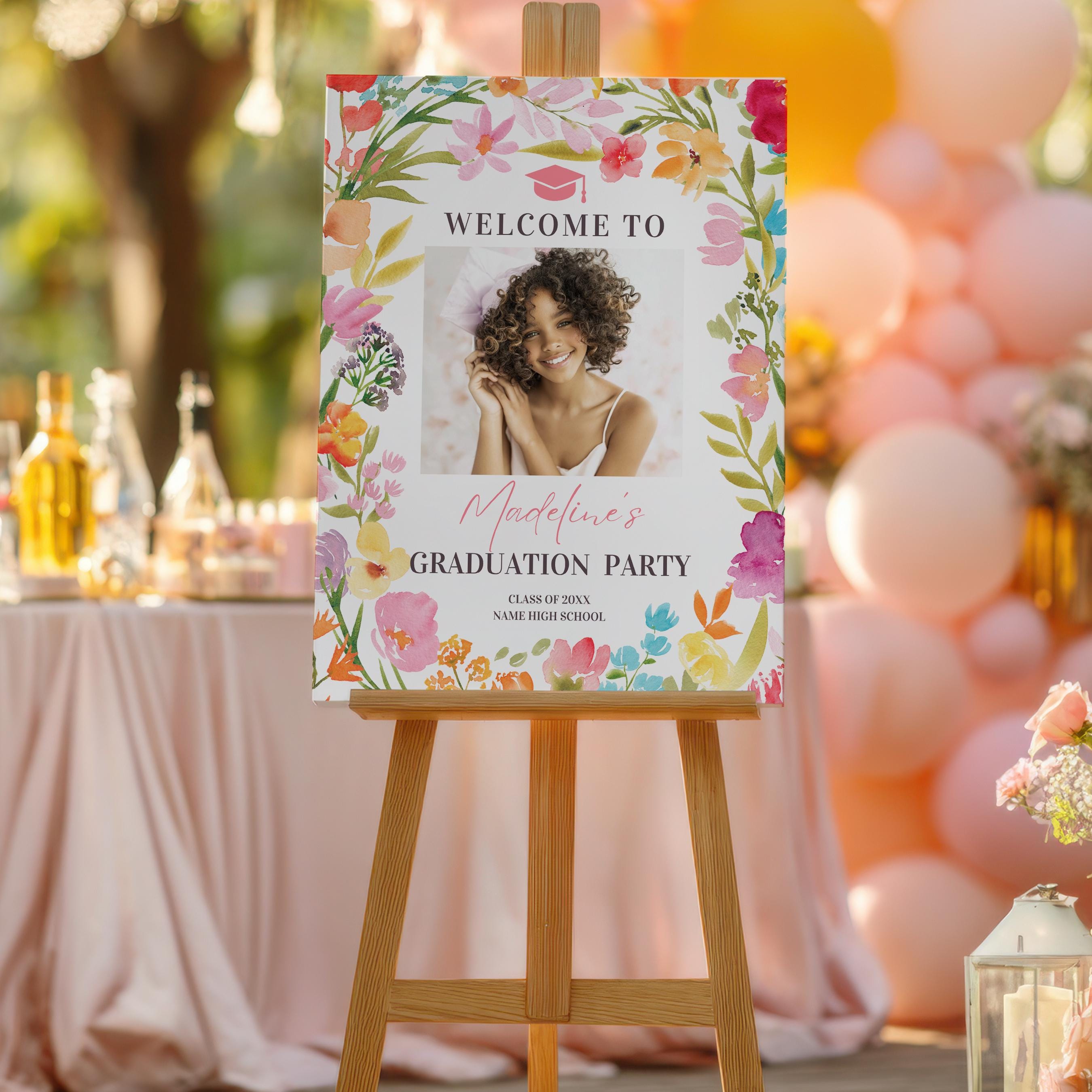 Boho Floral Photo Graduation Welcome Sign: Hand Painted Bohemian ...