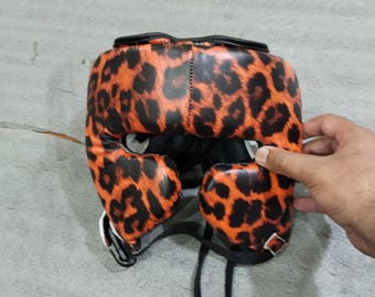 Custom Leopard Boxen Medium (M) Kopfbedeckung - Komfortabel, langlebig & Stilvolle Sparring-Training Kopfbedeckung. Einzigartiges Design, leichter Schutz