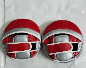 Handgefertigte Custom Boxing Pad- Red & Sliver Combo Large Size Trainingshandschuh-Real Rindsleder Qualität von Sachen-Sparring, Fitness, Luxus Mitt
