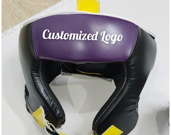 Custom Handmade Small Boxing & MMA Headgear, Personalized Logo-Sparring Head Guard-Helmet, Real Cowhide Leather-Training Protective Gear