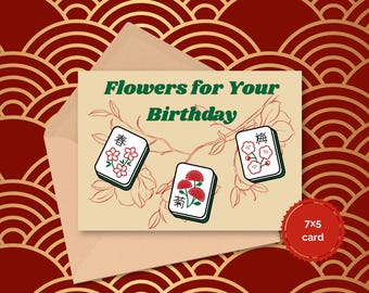 mahjong birthday card printable flowers
