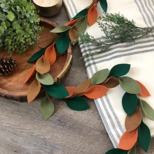 Magnolia leaf felt garland (Fall multi-colors)