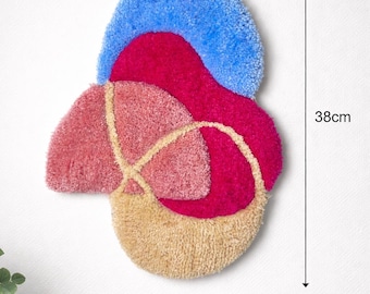 Handmade Tufted Fiber Art, Abstract Color Block Wall Decor (38x27 cm)