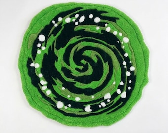 Portal Tufted Rug, Green Swirl Gaming Decor, Sci Fi Floor Mat