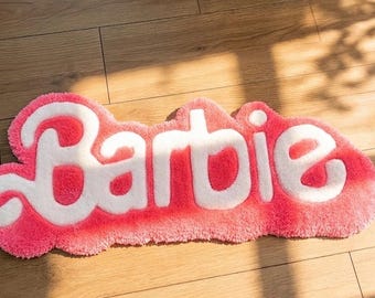 Tufted Pink Barbie Rug | Handmade Carpet with Iconic Barbie Logo