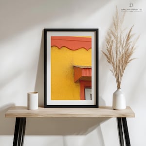 Mexican Architecture Print: Yellow Wall, Scalloped Border (Digital Download)