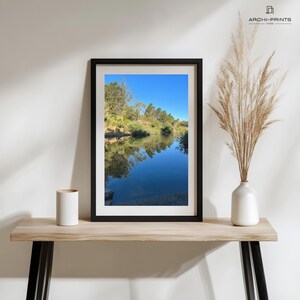 Forest Lake Reflection Print: Tranquil Woodland Scene (Digital Download 24x36in JPG