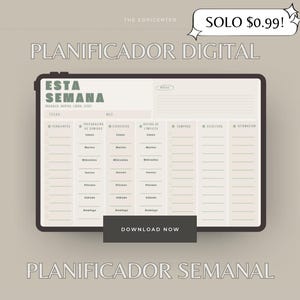 Planificador Digital Semanal | Lista de Pendientes, Plan de Comidas, Rutina de Ejercicio, Limpieza + Afirmación y Versículo Bíblico