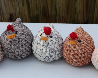 Handmade Crochet Chicken Plushie Amigurumi Stuffed Animal