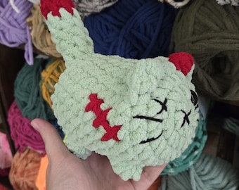 Crochet Zombie Mini Loaf Cat Plushie
