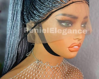 Braided Wig, Round micro twist braided wig, micro twist braid, Wig For Black Women, Micro Twists Wig, Million Braids Wig, Senegalese Twists