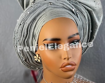 Autogele, African autogele, ready to wear gele, Traditional wedding hat, pre-tied headgear, Headtie, Ready to wear Headgear, Party Gele