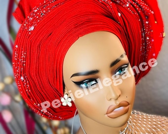 Autogele, African autogele, ready to wear gele, Traditional wedding hat, pre-tied headgear, Headtie, Ready to wear Headgear, Party Gele