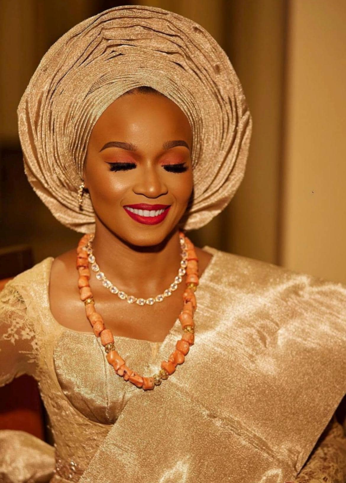 gold nigerian wedding dress GOLD Color Heavy Designer Nigerian Wedding Evening Dress main image 0