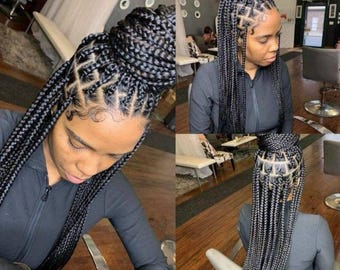 Braided wig, Box braided wig, full lace wig, Frontal lace,  braid wig, Faux locs, soft locs wig for black women, Cornrow wig.