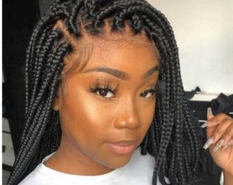 Braided wig, Box braided wig, full lace wig, Frontal lace,  braid wig, Faux locs, soft locs wig for black women, Cornrow wig.