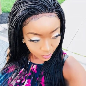 Micro braid on front lace Braided wig Braided wigs Handmade Glueless wig Braided wigs for black women frontal micro braid small size box bra