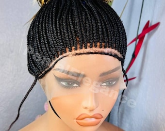 Micro braided wig for black women, Small Braided Wig, Full Lace Wig for Black Women, Braided Wig, Fulani cornrow, Full lace wig, box braid w