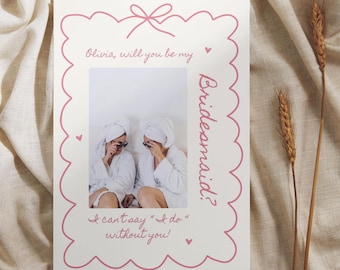 Whimsical Bridesmaid Proposal Card Template: Hand-Drawn Photo (Digital Download)